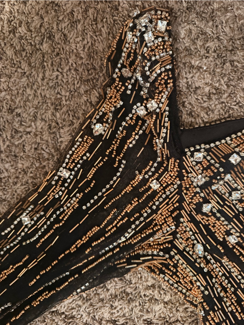 Mac Duggal Beaded Embellished Square Neck Long Sleeve Jersey Gown - Picture 6 of 13
